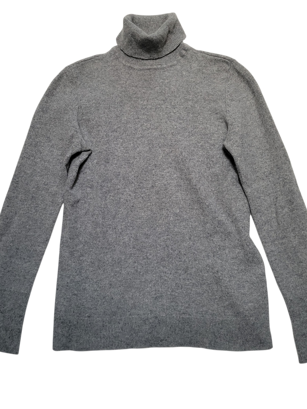 Cashmere Turtleneck Knit Sweater Classic Grey Minimalist Capsule Wardrobe Small